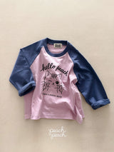 ［peach peach］Hello peach raglan tee