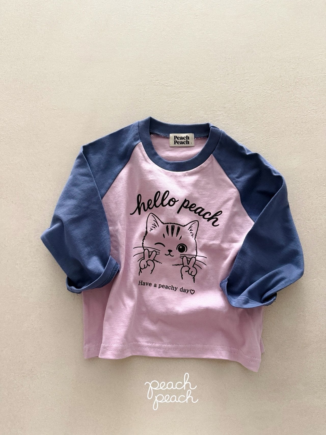 ［peach peach］Hello peach raglan tee