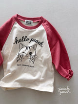 ［peach peach］Hello peach raglan tee