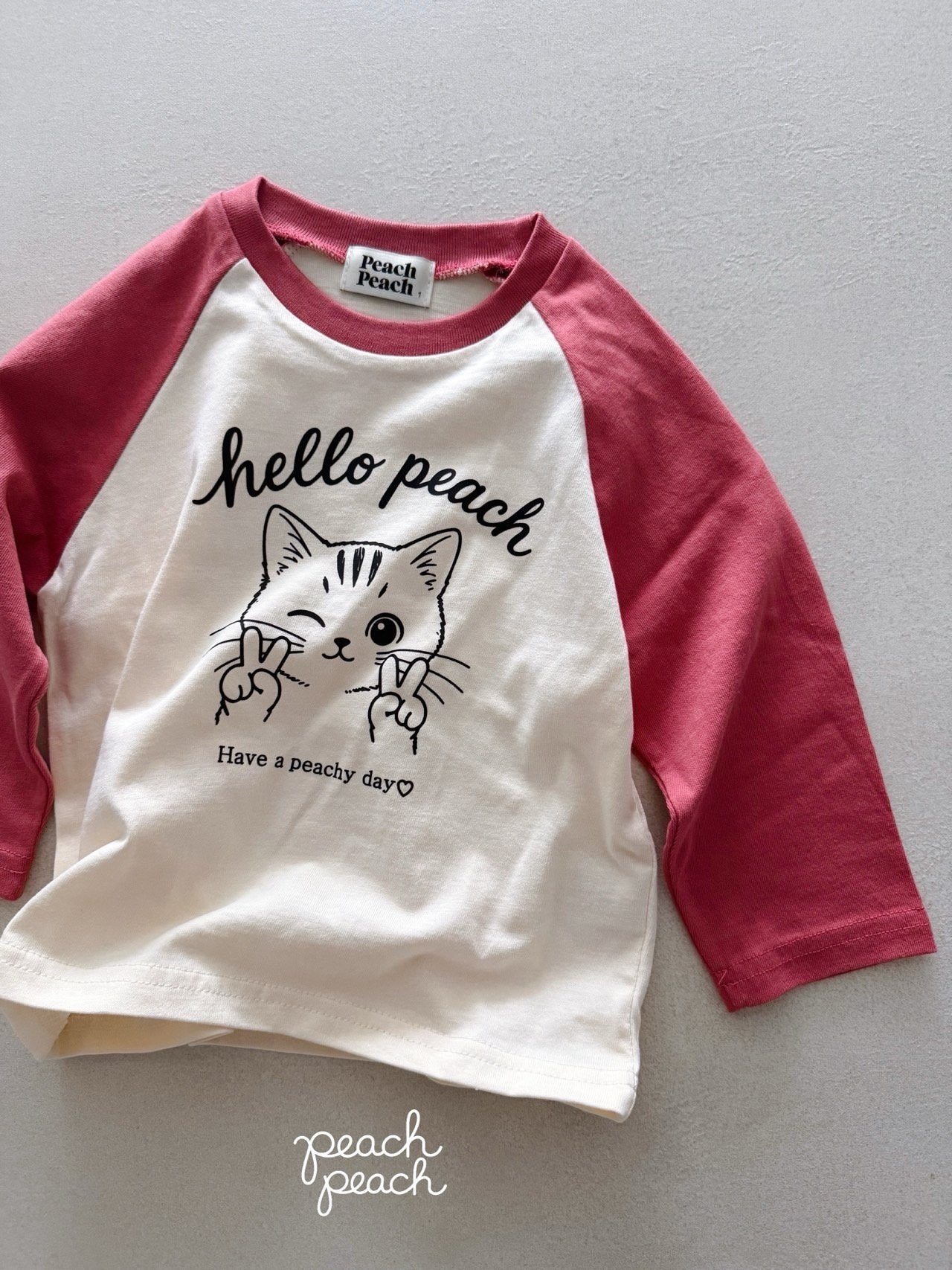 ［peach peach］Hello peach raglan tee