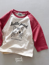 ［peach peach］Hello peach raglan tee