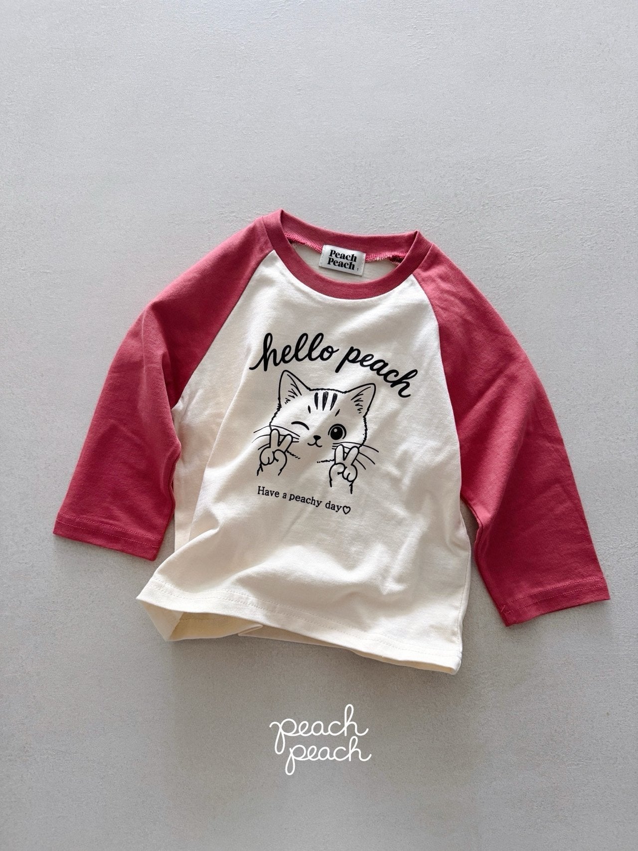 ［peach peach］Hello peach raglan tee