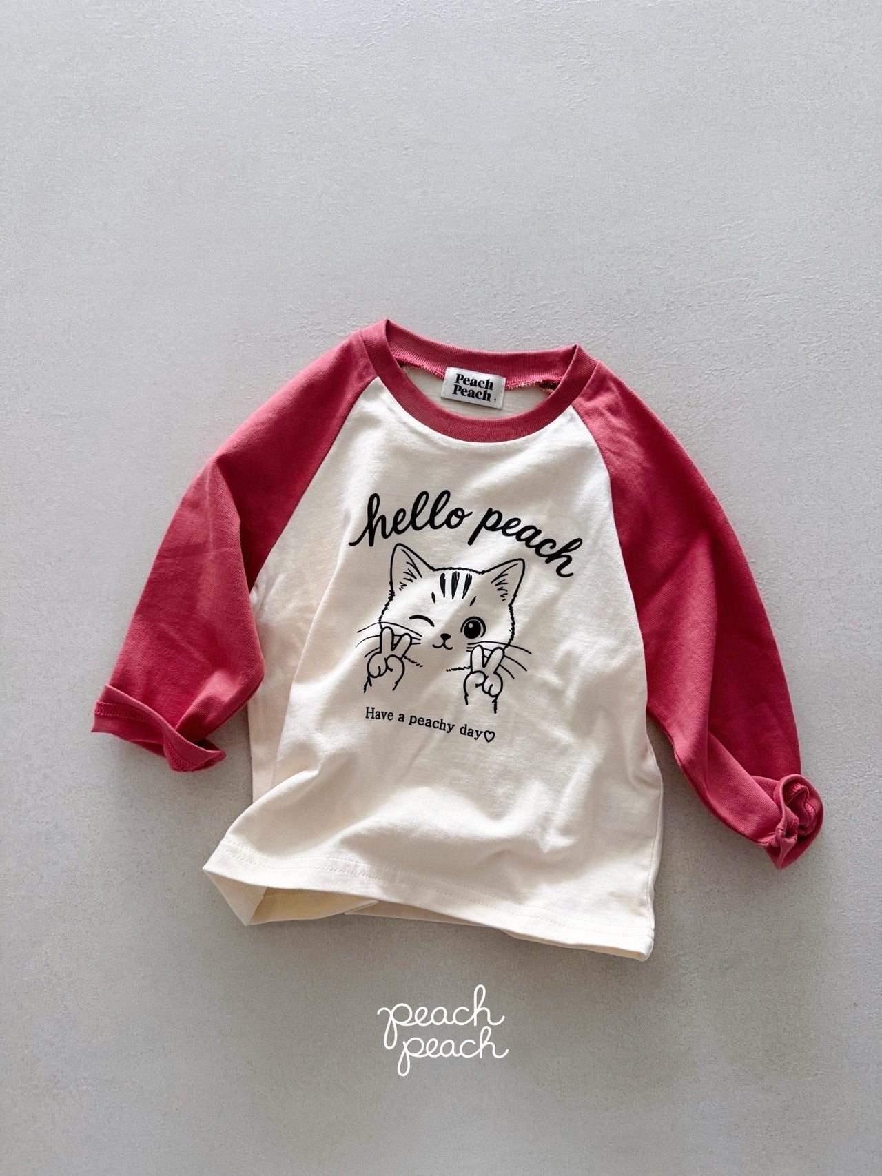 ［peach peach］Hello peach raglan tee