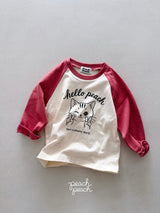 ［peach peach］Hello peach raglan tee