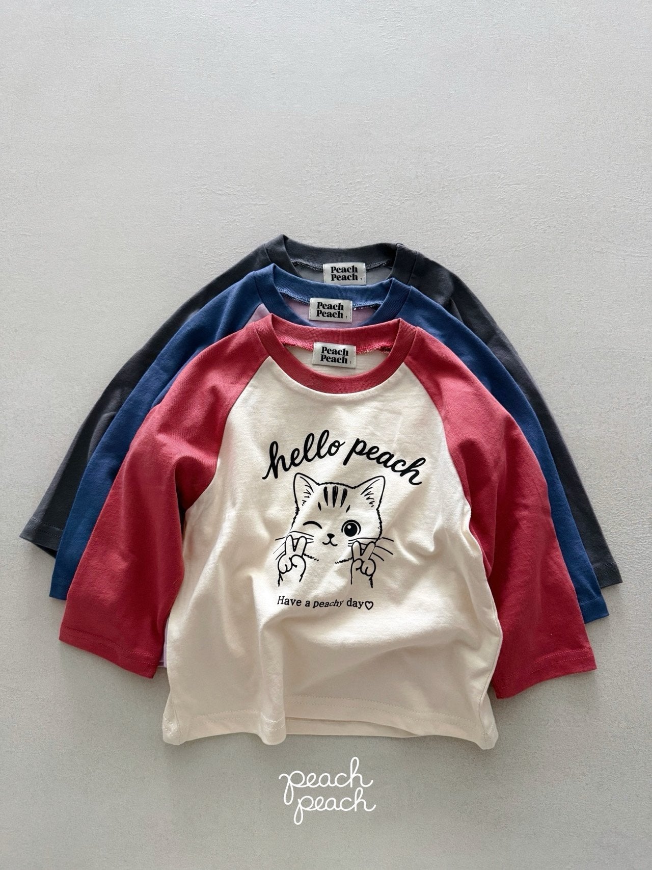 ［peach peach］Hello peach raglan tee