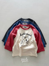 ［peach peach］Hello peach raglan tee