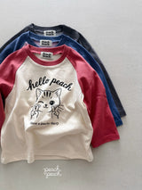 ［peach peach］Hello peach raglan tee