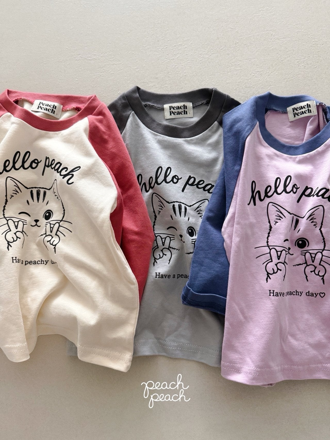 ［peach peach］Hello peach raglan tee