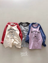 ［peach peach］Hello peach raglan tee