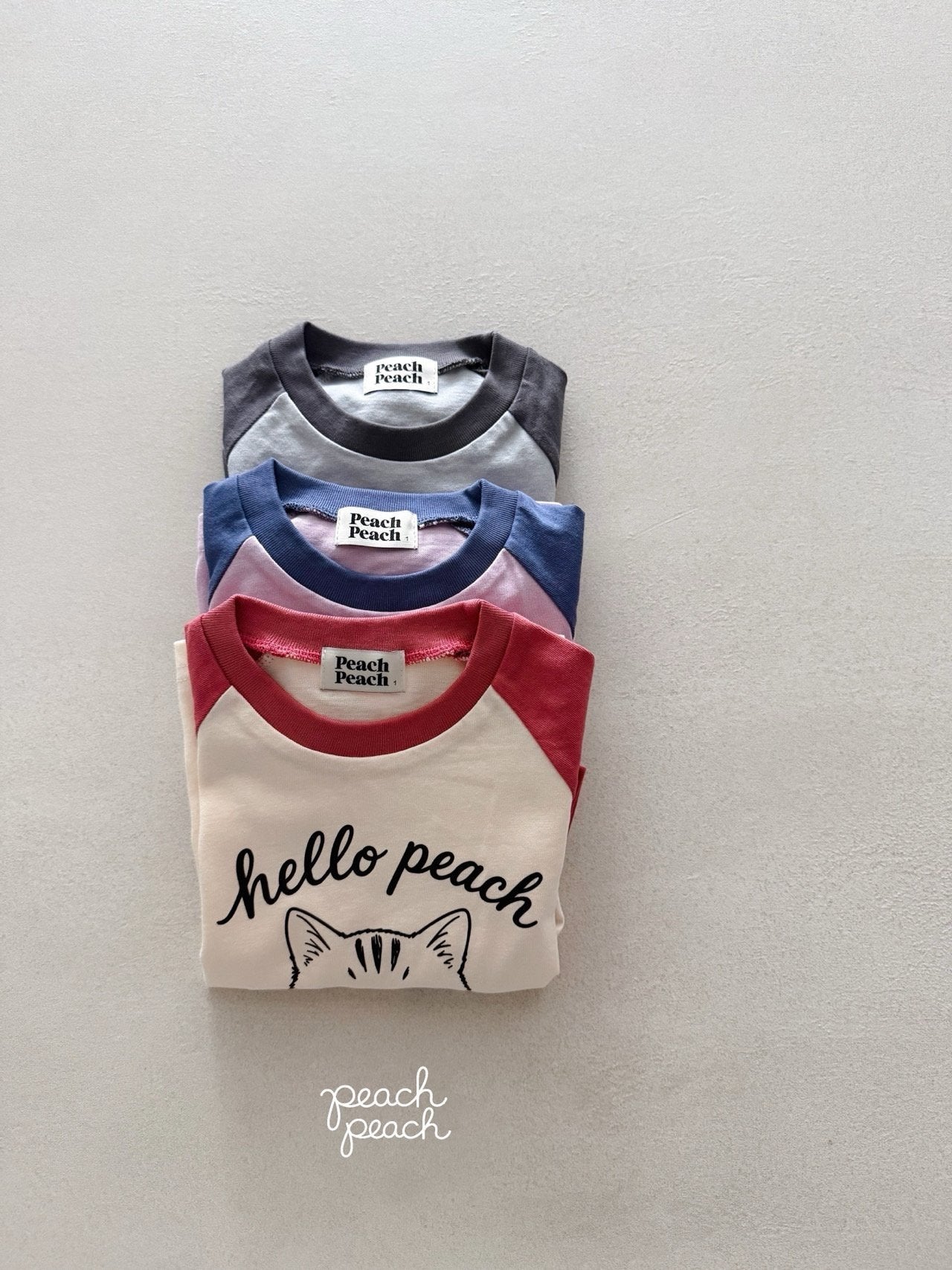 ［peach peach］Hello peach raglan tee