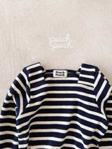 ［peach peach］London stripe knit tee
