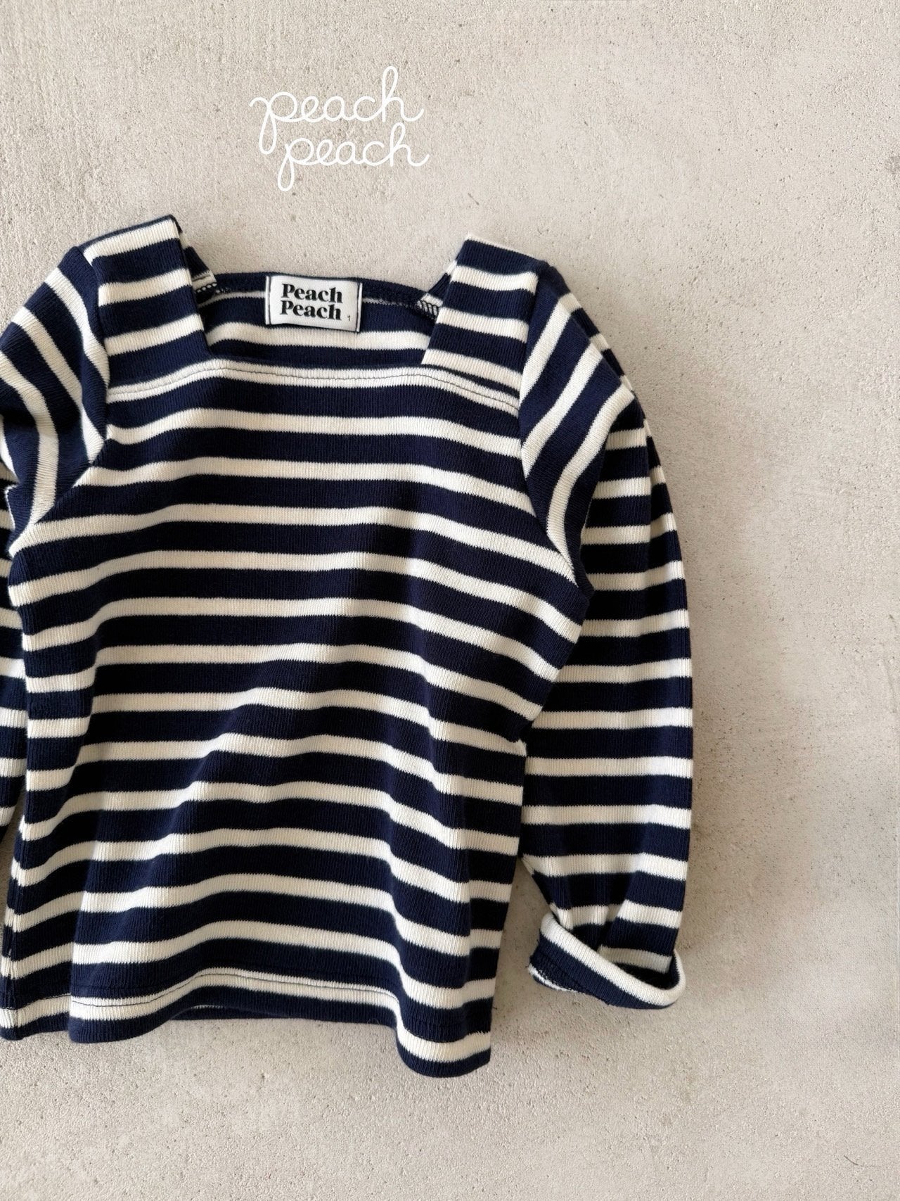 ［peach peach］London stripe knit tee
