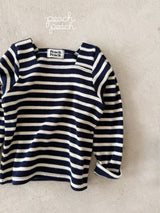 ［peach peach］London stripe knit tee