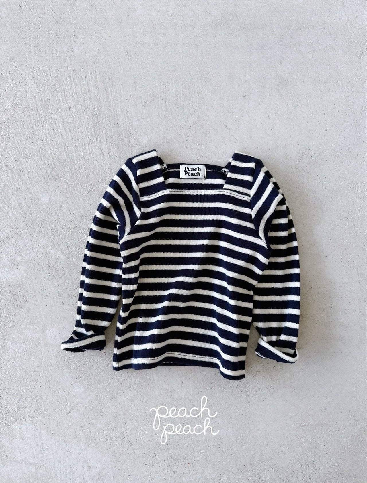 ［peach peach］London stripe knit tee