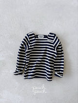 ［peach peach］London stripe knit tee