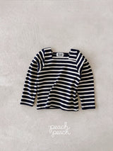 ［peach peach］London stripe knit tee