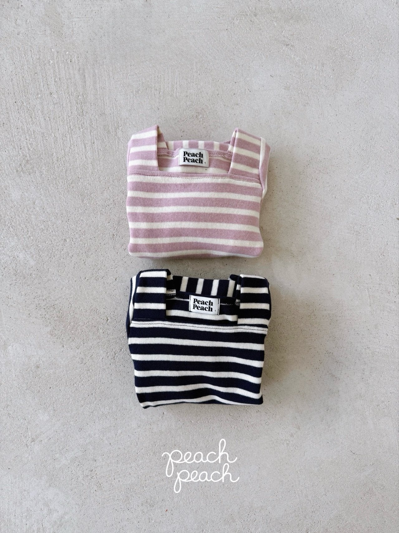 ［peach peach］London stripe knit tee
