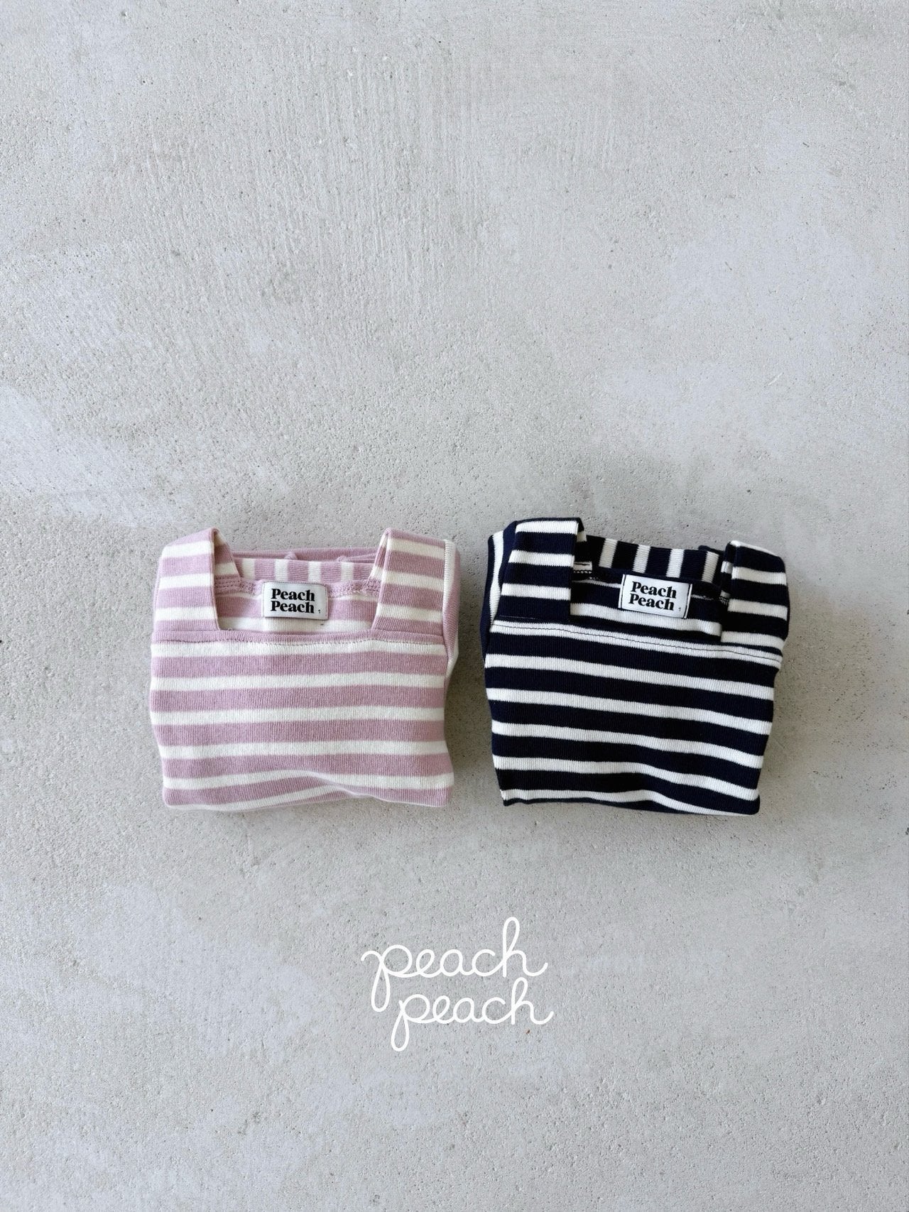 ［peach peach］London stripe knit tee