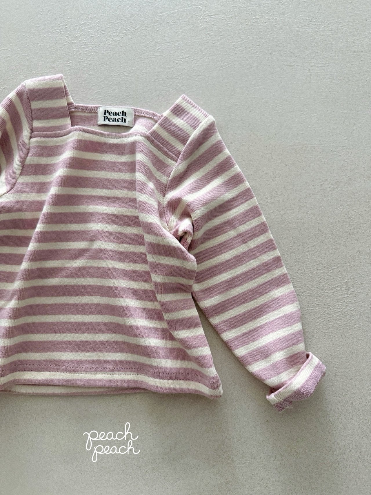 ［peach peach］London stripe knit tee