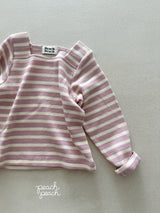 ［peach peach］London stripe knit tee
