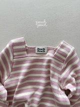 ［peach peach］London stripe knit tee