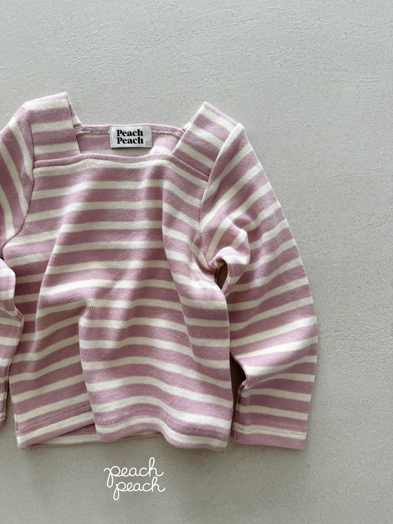 ［peach peach］London stripe knit tee