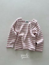 ［peach peach］London stripe knit tee