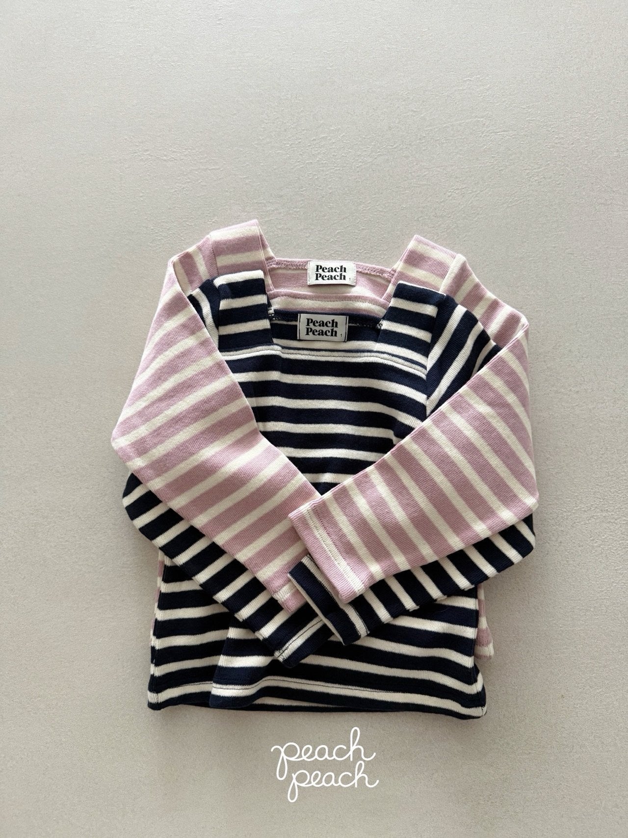［peach peach］London stripe knit tee