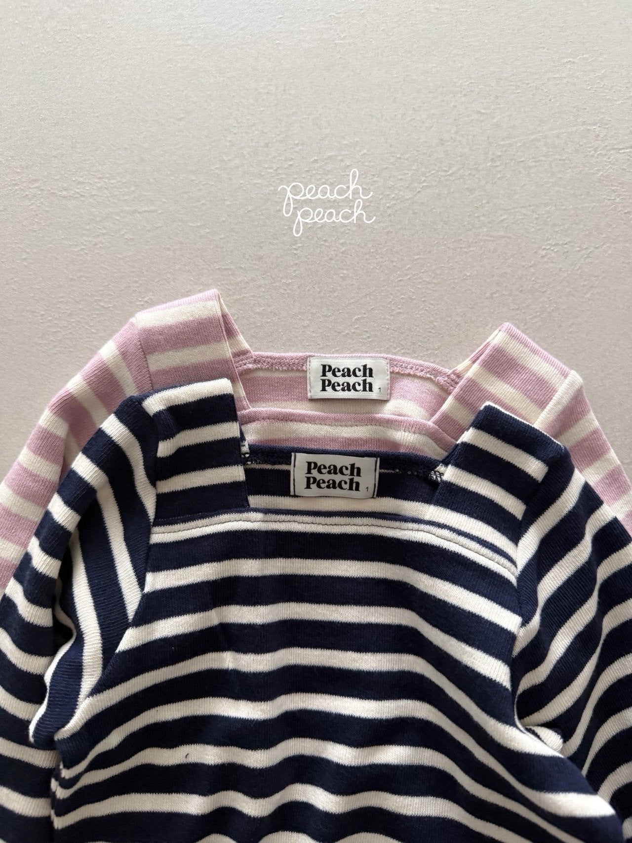［peach peach］London stripe knit tee