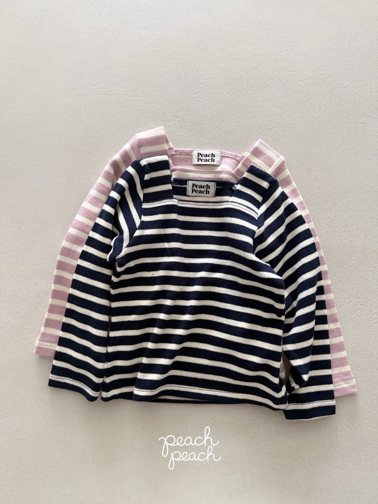 ［peach peach］London stripe knit tee