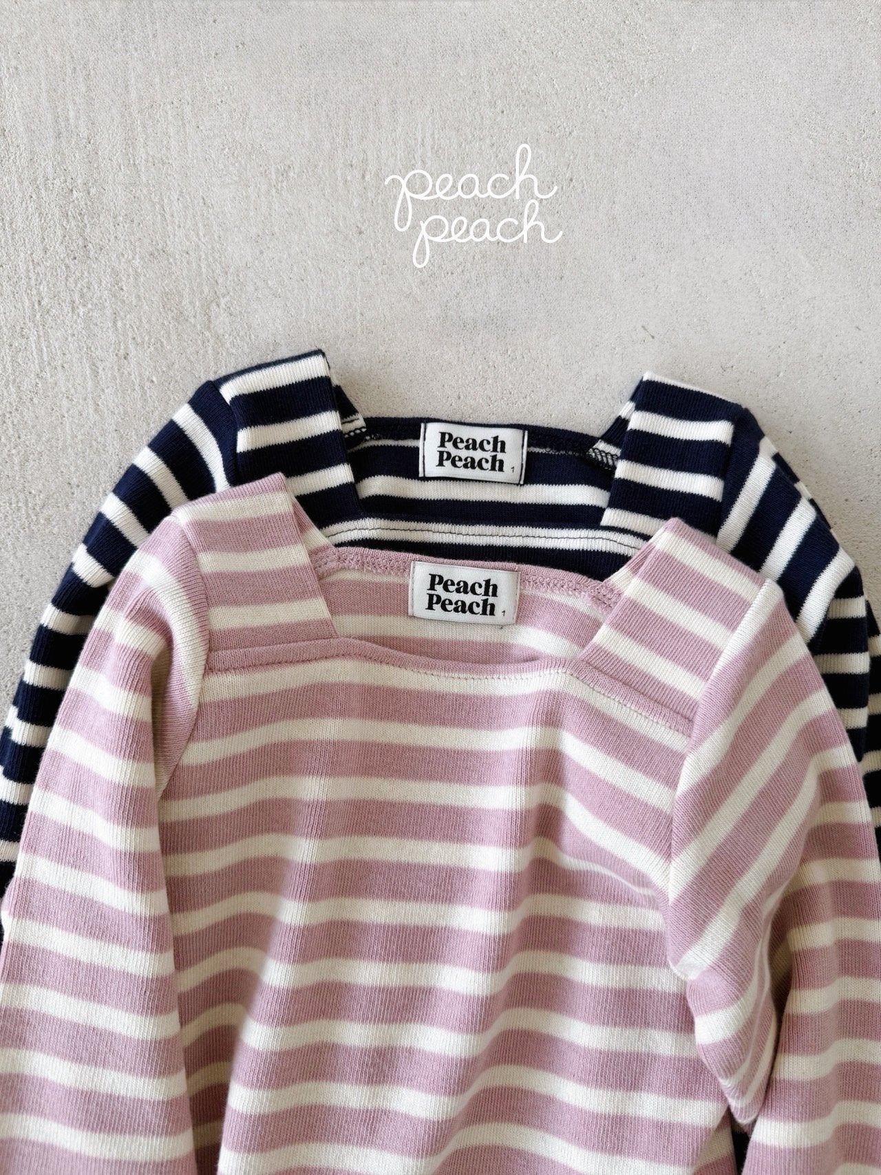［peach peach］London stripe knit tee
