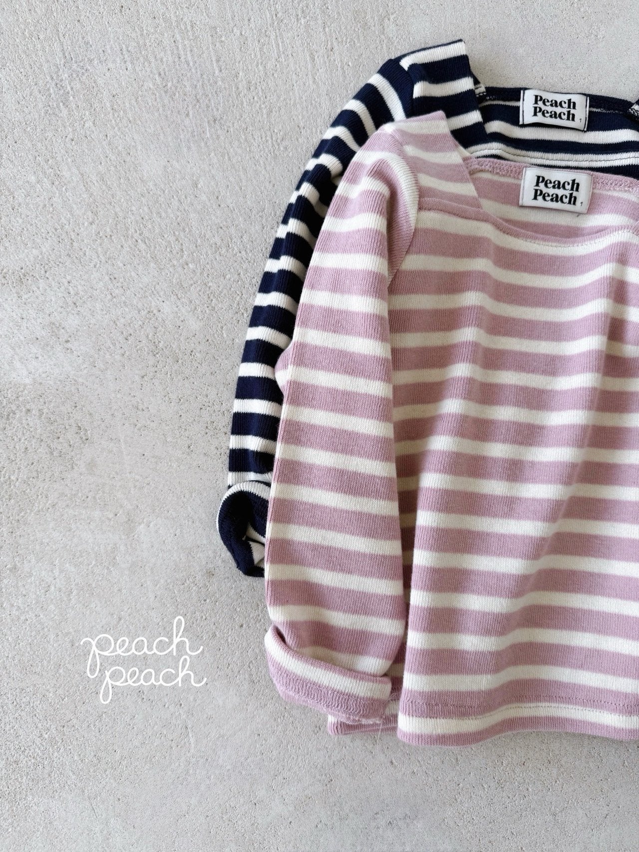 ［peach peach］London stripe knit tee