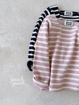 ［peach peach］London stripe knit tee