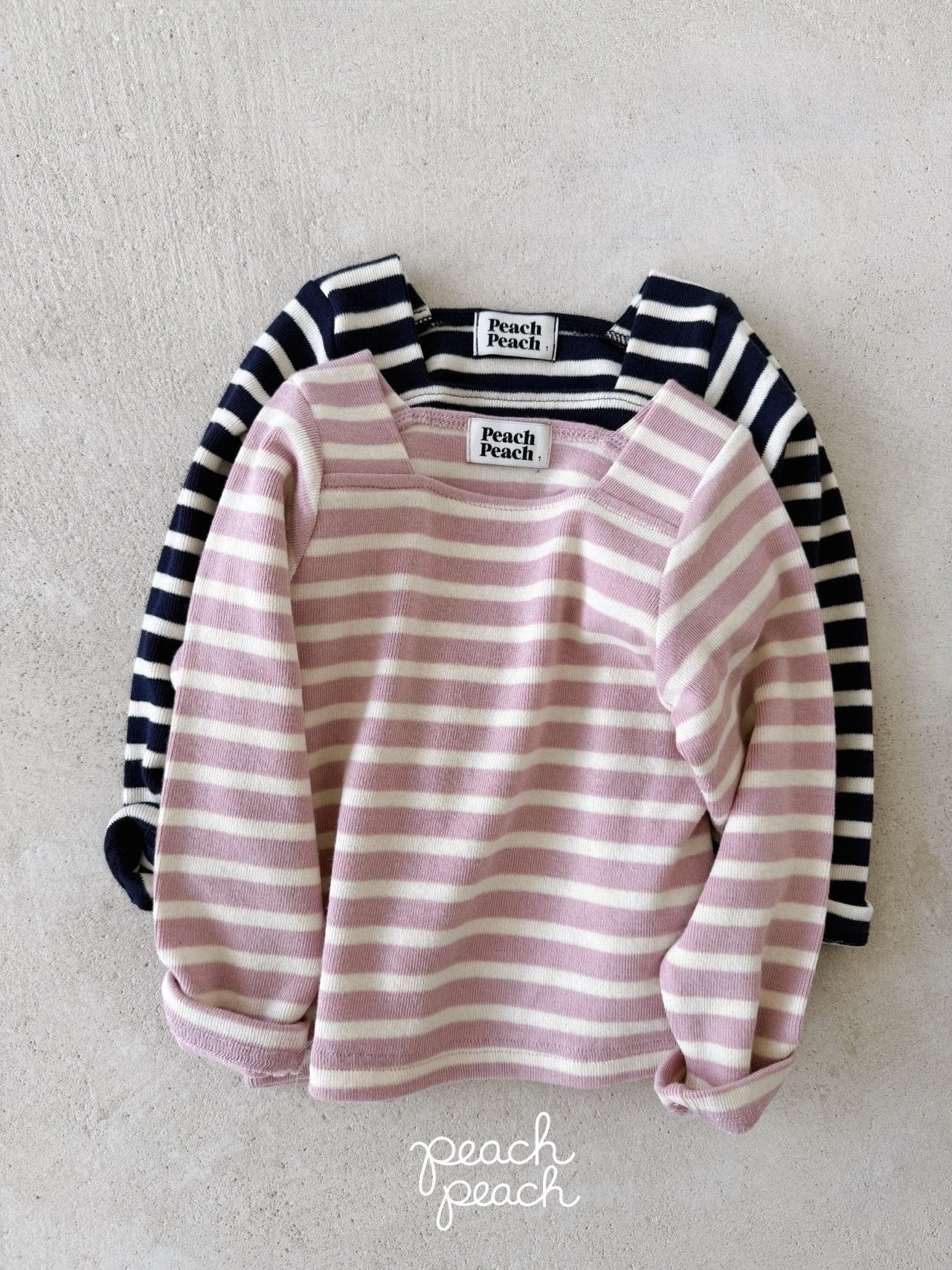 ［peach peach］London stripe knit tee