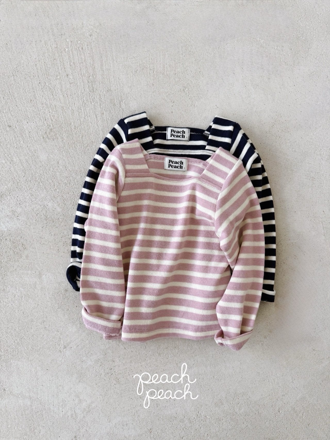 ［peach peach］London stripe knit tee
