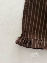 ［peach peach］Marron corduroy frill pants