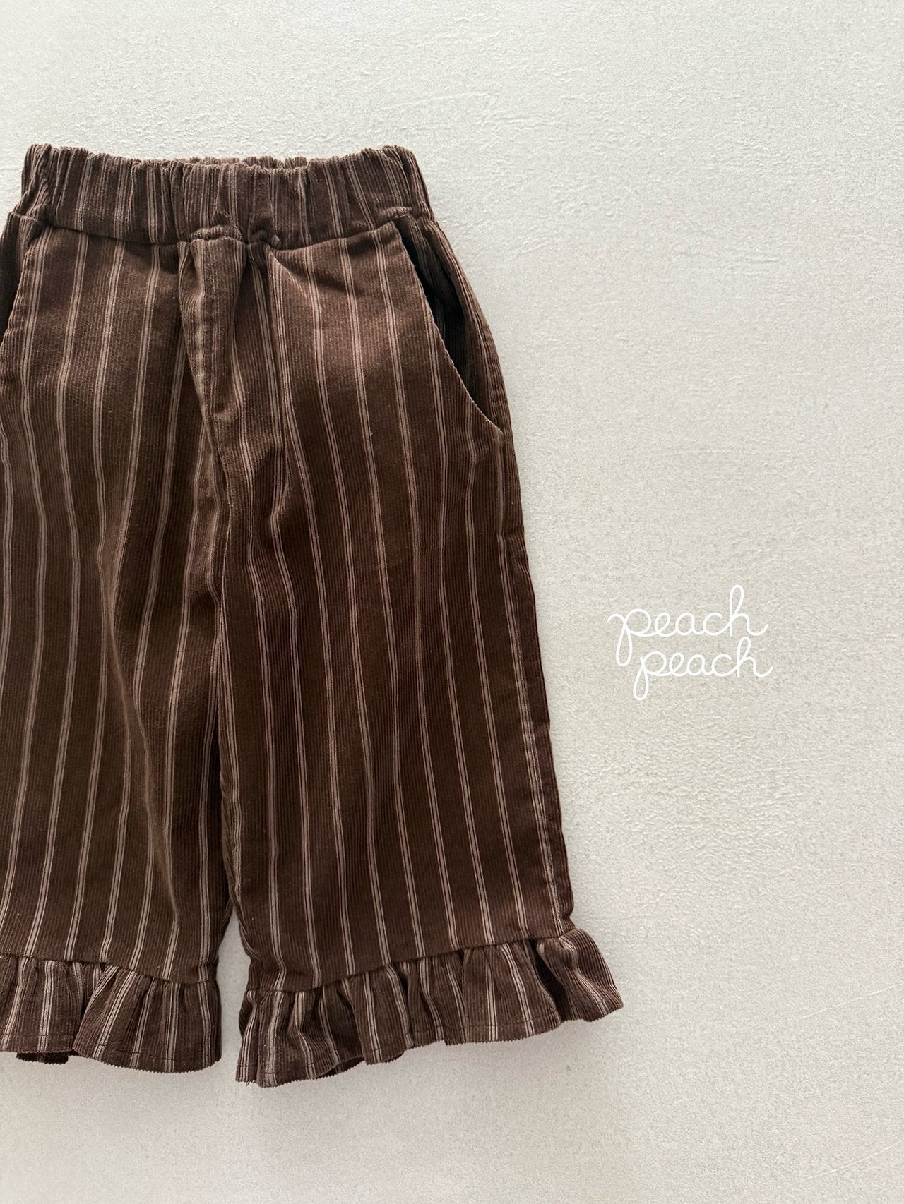 ［peach peach］Marron corduroy frill pants