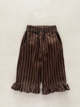 ［peach peach］Marron corduroy frill pants