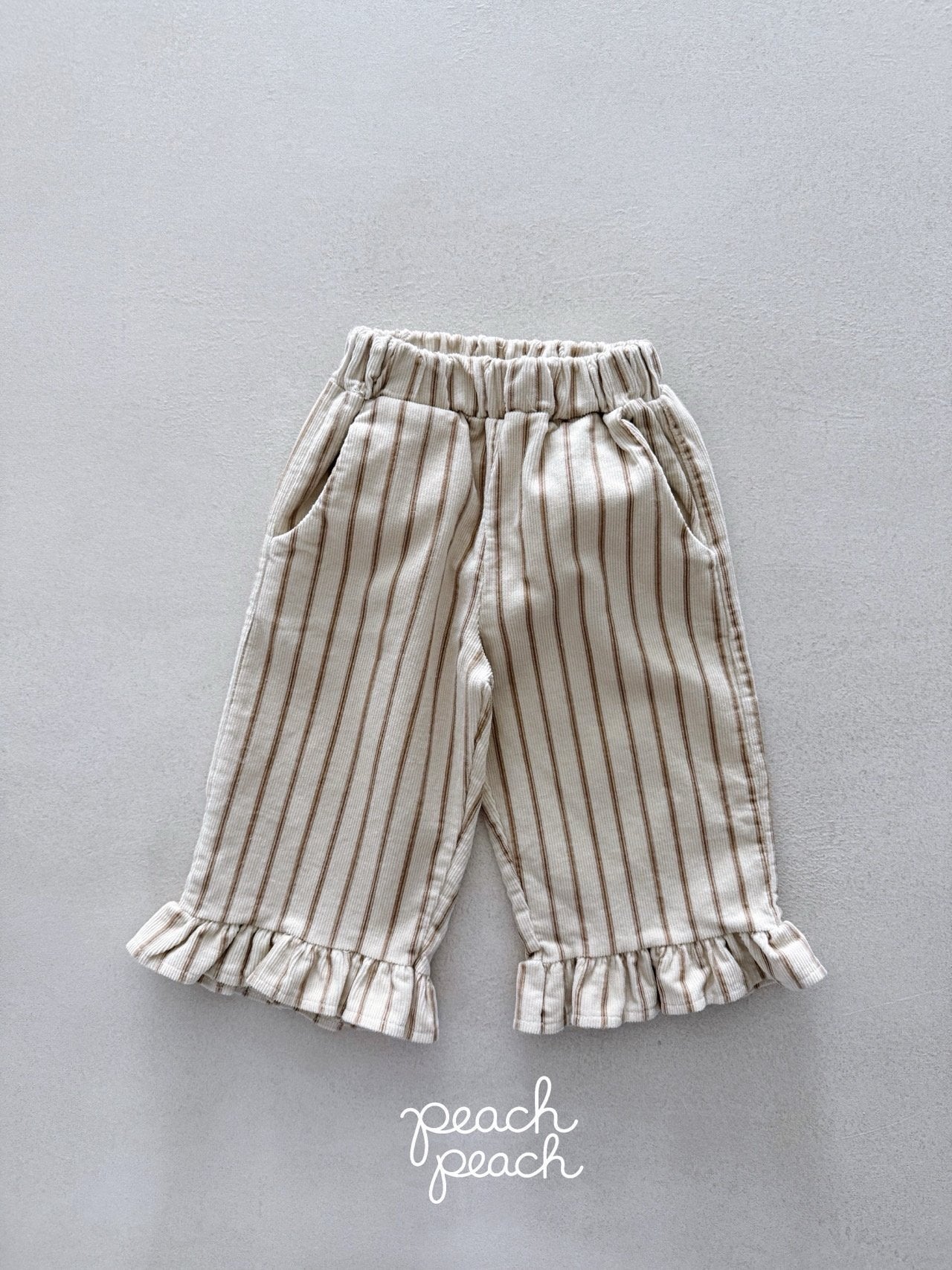 ［peach peach］Marron corduroy frill pants