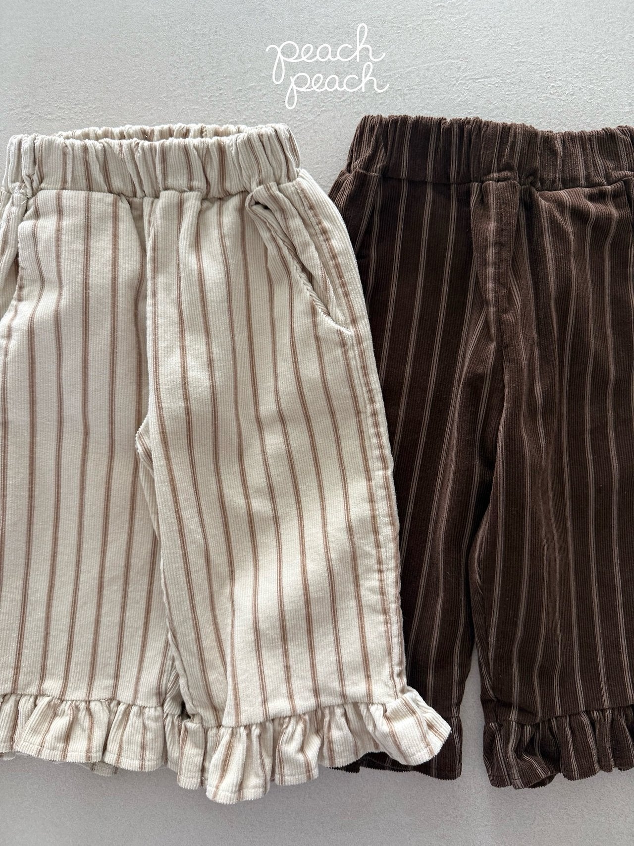 ［peach peach］Marron corduroy frill pants