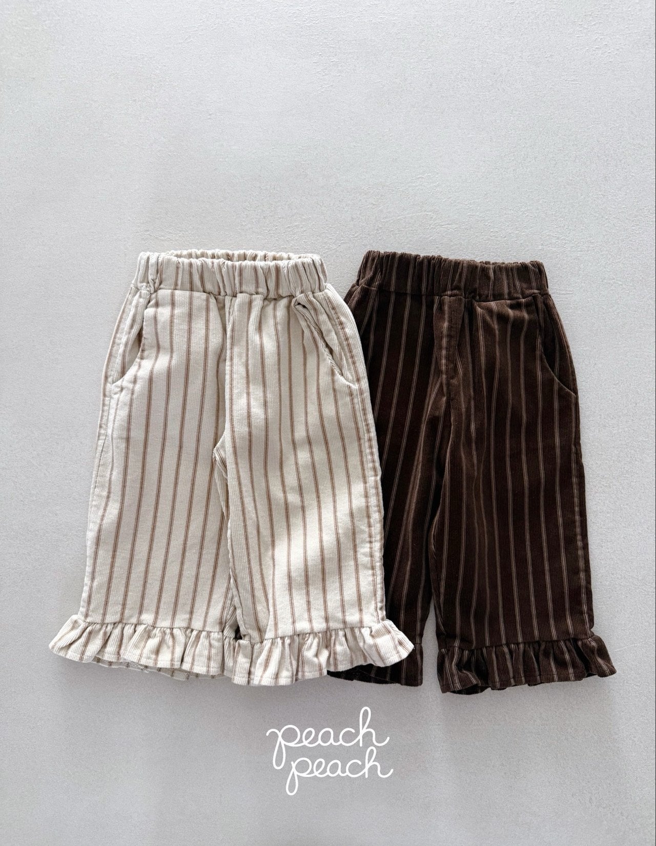 ［peach peach］Marron corduroy frill pants