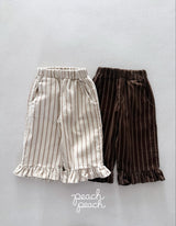 ［peach peach］Marron corduroy frill pants