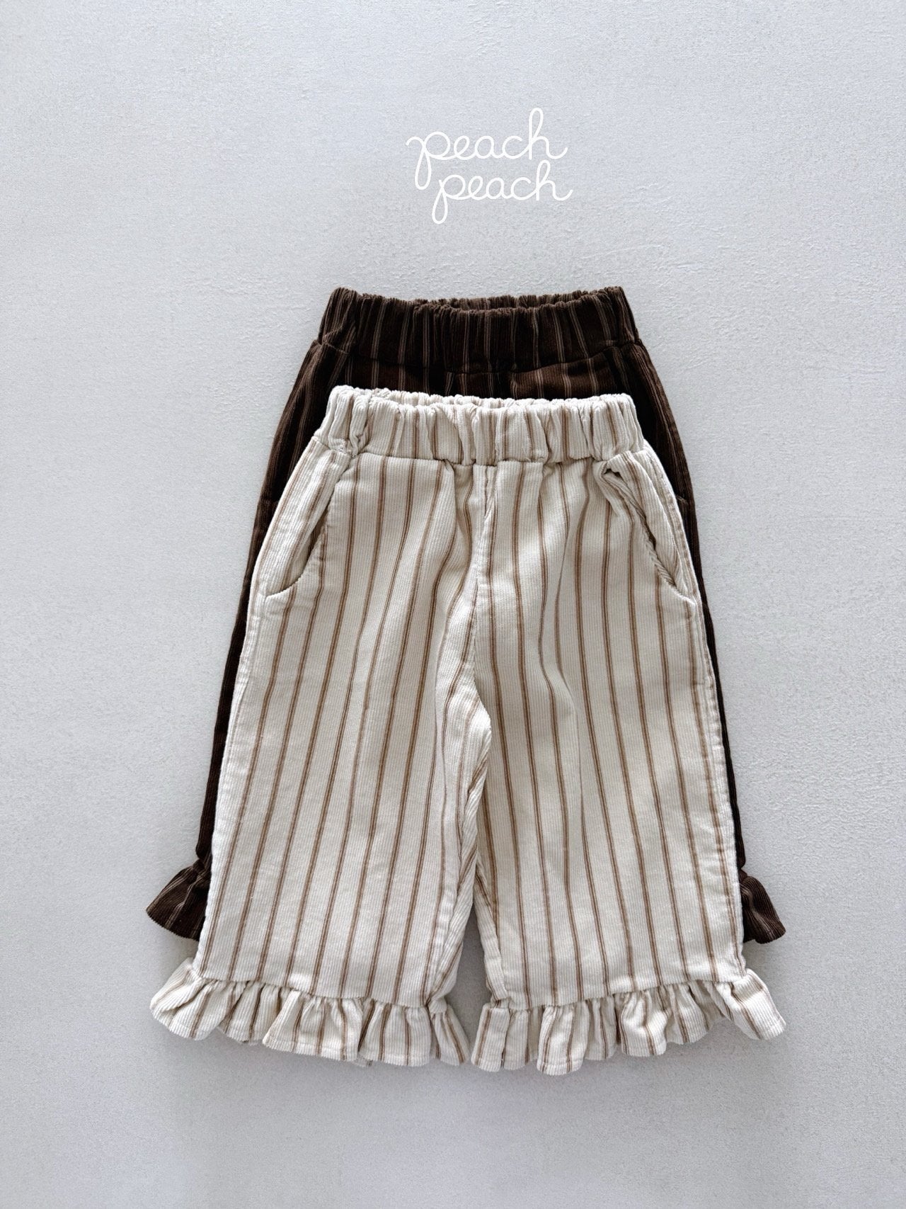 ［peach peach］Marron corduroy frill pants