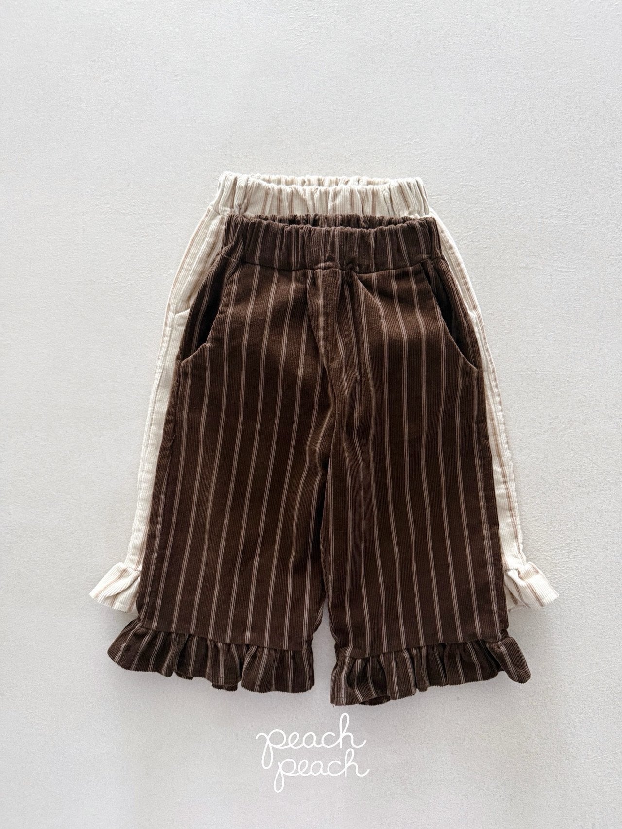 ［peach peach］Marron corduroy frill pants