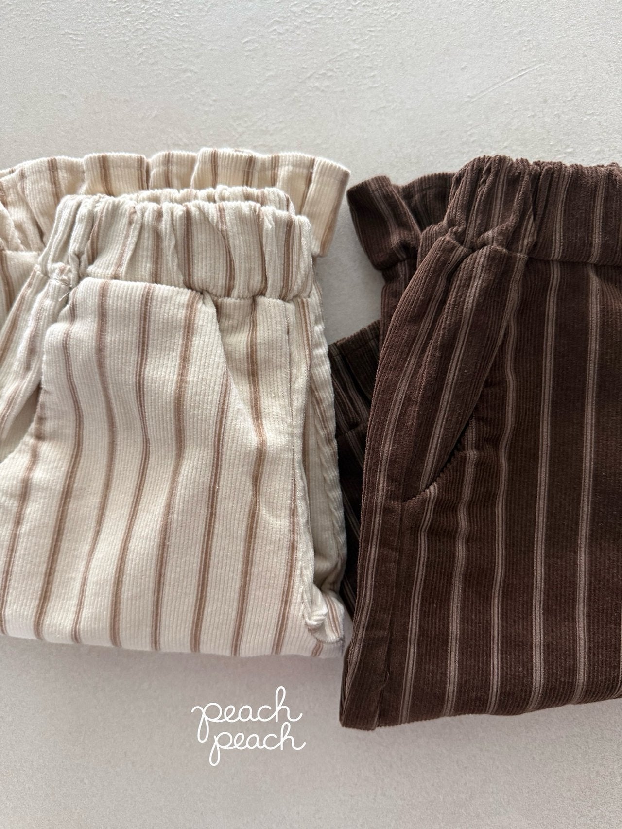［peach peach］Marron corduroy frill pants