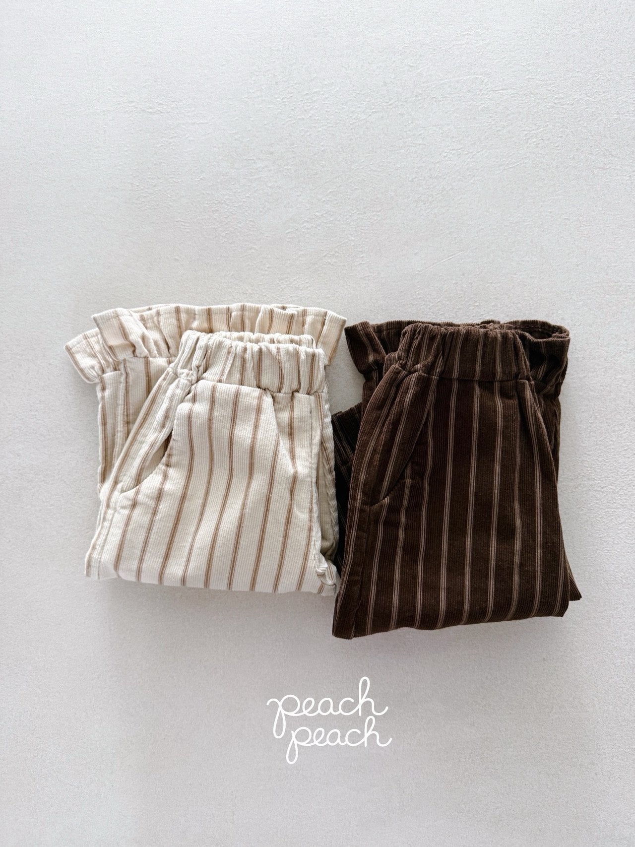 ［peach peach］Marron corduroy frill pants