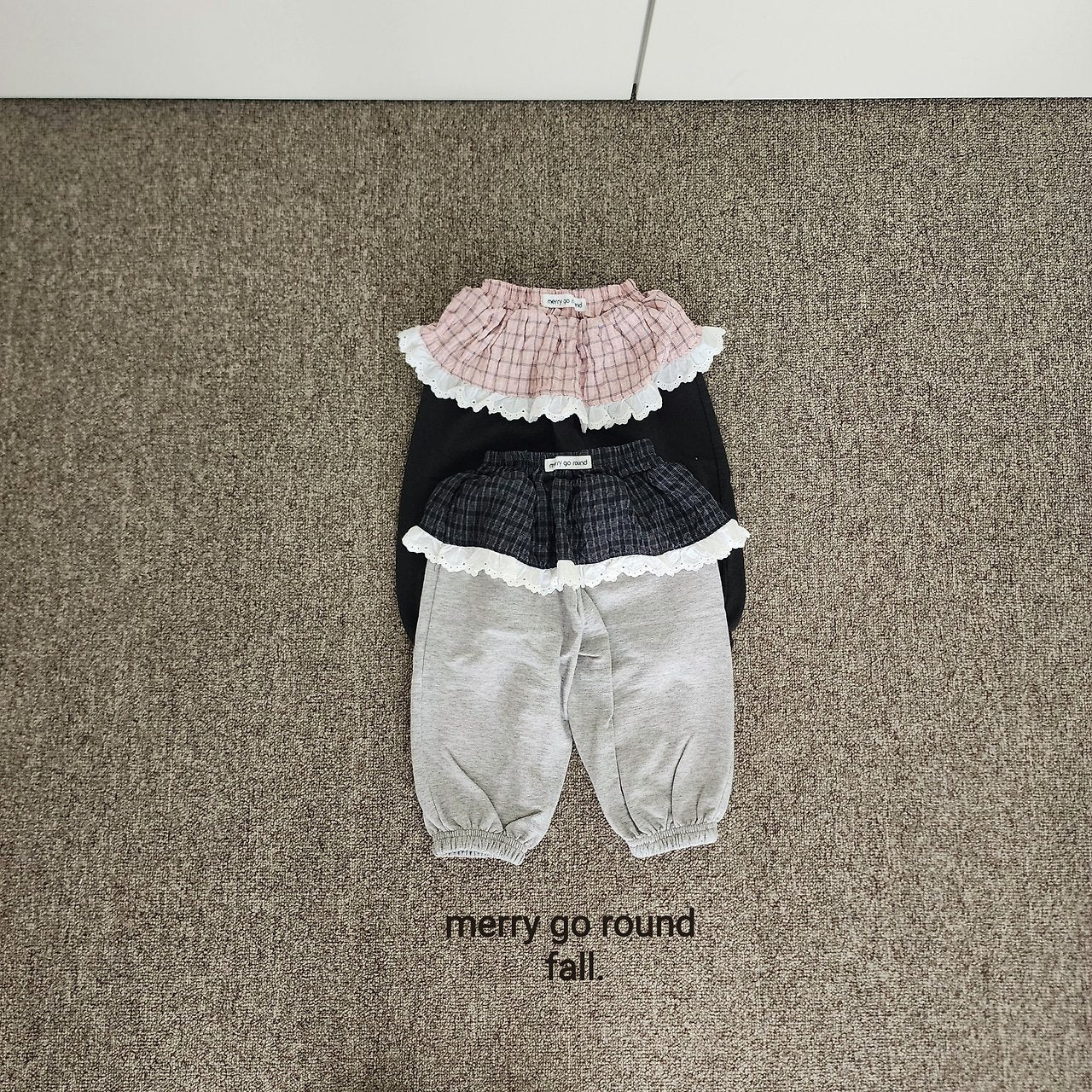［merry go round］Check layered skirt jogger pants