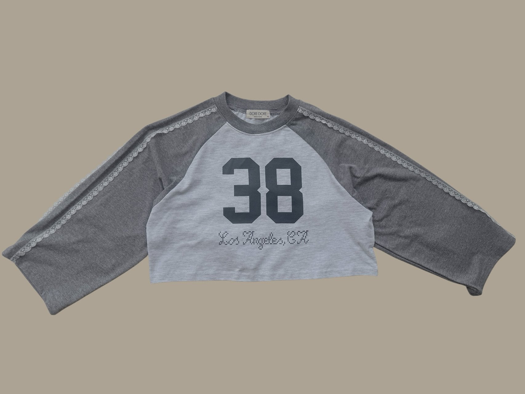 [DOREDORE] Lace raglan crop tee
