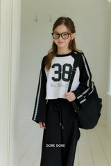 [DOREDORE] Lace raglan crop tee