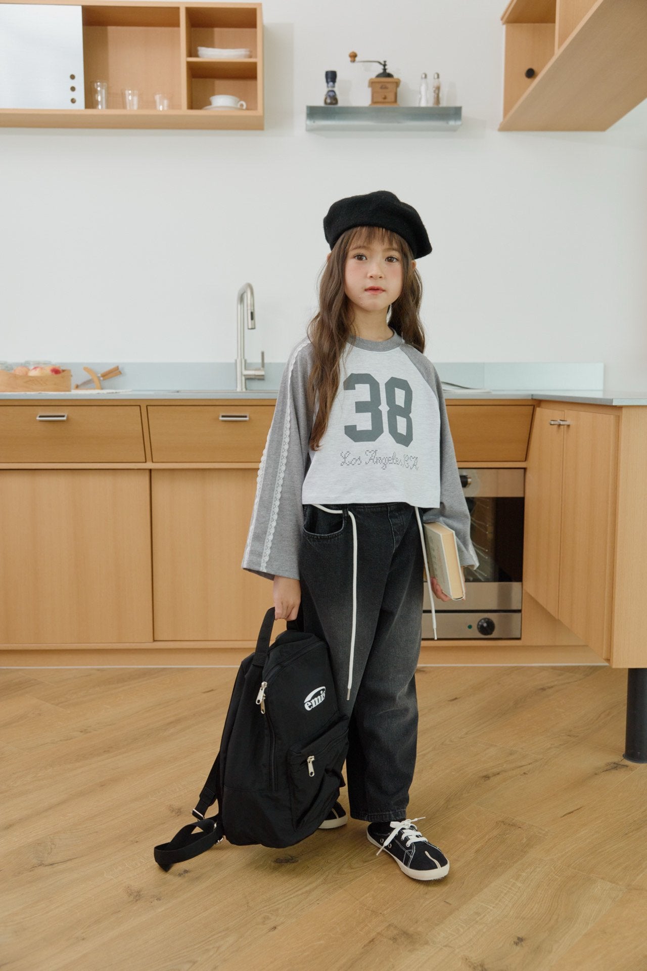 [DOREDORE] Lace raglan crop tee